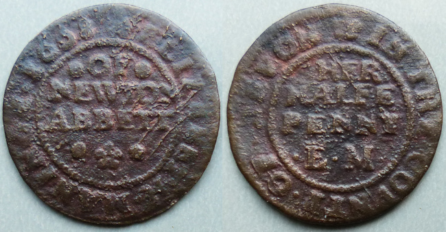 Newton Abbot, Elizabeth Maninge 1668 halfpenny